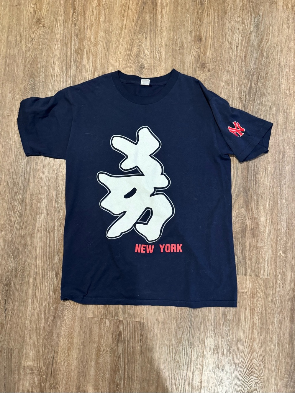 Navy New York Graphic Tee with White Kanji